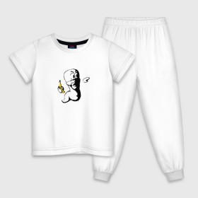 Детская пижама хлопок с принтом Worms в Новосибирске, 100% хлопок |  брюки и футболка прямого кроя, без карманов, на брюках мягкая резинка на поясе и по низу штанин
 | dos | банан | бэнкси | война | граната | граффити | игра | ретро | червяк | червячки | червячок