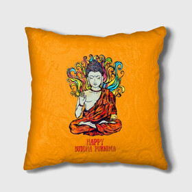Подушка 3D с принтом Happy Buddha Purnima в Новосибирске, наволочка – 100% полиэстер, наполнитель – холлофайбер (легкий наполнитель, не вызывает аллергию). | состоит из подушки и наволочки. Наволочка на молнии, легко снимается для стирки | buddha | golden | happy | indian | kesa | lotus | monk | orange | ornament | pattern | pose | religion | shakyamuni | spiritual | te | будда | буддизм | духовный | золотой | индийский | кашая | кэса | лотос | оранжевый | орнамент | основатель | по