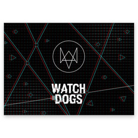 Поздравительная открытка с принтом WATCH DOGS в Новосибирске, 100% бумага | плотность бумаги 280 г/м2, матовая, на обратной стороне линовка и место для марки
 | action | ct os | ded sec | fox | gamer | glitch | hacker | player | watch dogs | watch dogs 2 | глитч | знак лиса | игра | компьютерная игра | хакер