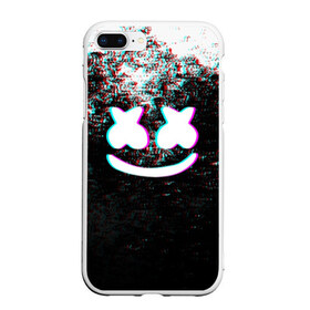 Чехол для iPhone 7Plus/8 Plus матовый с принтом MARSHMELLO GLITCH МАРШМЕЛЛО НЕОН в Новосибирске, Силикон | Область печати: задняя сторона чехла, без боковых панелей | dj | glitch | marshmello | usa | америка | глитч | клубная музыка | маршмелло | музыка | музыкант