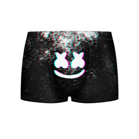 Мужские трусы 3D с принтом MARSHMELLO GLITCH в Новосибирске, 50% хлопок, 50% полиэстер | классическая посадка, на поясе мягкая тканевая резинка | dj | glitch | marshmello | usa | америка | глитч | клубная музыка | маршмелло | музыка | музыкант