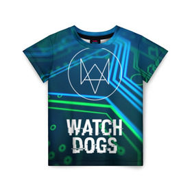 Детская футболка 3D с принтом WATCH DOGS в Новосибирске, 100% гипоаллергенный полиэфир | прямой крой, круглый вырез горловины, длина до линии бедер, чуть спущенное плечо, ткань немного тянется | action | ct os | ded sec | fox | gamer | glitch | hacker | player | watch dogs | watch dogs 2 | глитч | знак лиса | игра | компьютерная игра | хакер
