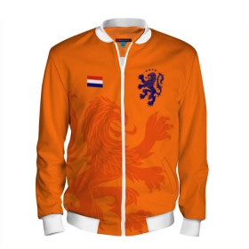 Мужской бомбер 3D с принтом Сборная Голландии в Новосибирске, 100% полиэстер | застегивается на молнию, по бокам два кармана без застежек, по низу бомбера и на воротнике - эластичная резинка | holland | nederland | netherlands | голландия | нидерланды | сборная голландии | сборная голландии по футболу | сборная нидерландов | форма | футбольные сборные | чемпионат