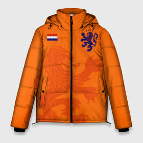 Мужская зимняя куртка 3D с принтом Сборная Голландии в Новосибирске, верх — 100% полиэстер; подкладка — 100% полиэстер; утеплитель — 100% полиэстер | длина ниже бедра, свободный силуэт Оверсайз. Есть воротник-стойка, отстегивающийся капюшон и ветрозащитная планка. 

Боковые карманы с листочкой на кнопках и внутренний карман на молнии. | Тематика изображения на принте: holland | nederland | netherlands | голландия | нидерланды | сборная голландии | сборная голландии по футболу | сборная нидерландов | форма | футбольные сборные | чемпионат