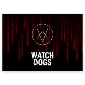 Поздравительная открытка с принтом WATCH DOGS в Новосибирске, 100% бумага | плотность бумаги 280 г/м2, матовая, на обратной стороне линовка и место для марки
 | Тематика изображения на принте: action | ct os | ded sec | fox | gamer | glitch | hacker | player | watch dogs | watch dogs 2 | глитч | знак лиса | игра | компьютерная игра | хакер