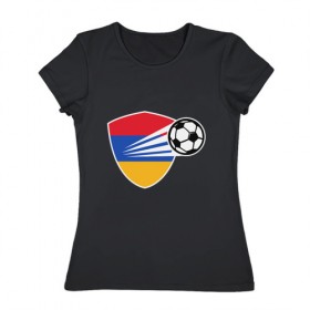 Женская футболка хлопок с принтом Армения - Футбол в Новосибирске, 100% хлопок | прямой крой, круглый вырез горловины, длина до линии бедер, слегка спущенное плечо | 