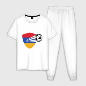 Мужская пижама хлопок с принтом Армения - Футбол в Новосибирске, 100% хлопок | брюки и футболка прямого кроя, без карманов, на брюках мягкая резинка на поясе и по низу штанин
 | 