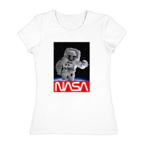 Женская футболка хлопок с принтом NASA в Новосибирске, 100% хлопок | прямой крой, круглый вырез горловины, длина до линии бедер, слегка спущенное плечо | galaxy | nasa | space | space company | star | астрономия | галактика | звезды | космическая компания | космос | наса