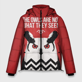 Мужская зимняя куртка 3D с принтом Twin Peaks в Новосибирске, верх — 100% полиэстер; подкладка — 100% полиэстер; утеплитель — 100% полиэстер | длина ниже бедра, свободный силуэт Оверсайз. Есть воротник-стойка, отстегивающийся капюшон и ветрозащитная планка. 

Боковые карманы с листочкой на кнопках и внутренний карман на молнии. | twin peaks | агент купер | девид линч | дейл | лора палмер | огонь иди за мной | одри хорн | совы не то чем кажутся | твин пикс