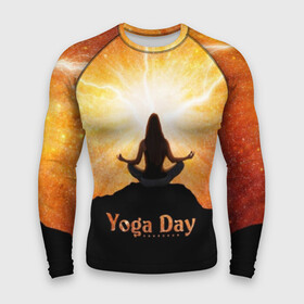 Мужской рашгард 3D с принтом International Yoga Day в Новосибирске,  |  | Тематика изображения на принте: 21 июня | day | energy | girl | international | ju | lightning | lotus | meditation | mountain | pose | silhouette | sky | space | stars | universe | woman | yoga | yogi | вселенная | гора | девушка | день | женщина | звёзды | йог | йоги | космос | лотос 
