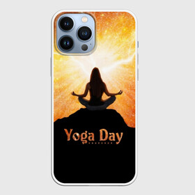 Чехол для iPhone 13 Pro Max с принтом International Yoga Day в Новосибирске,  |  | 21 июня | day | energy | girl | international | ju | lightning | lotus | meditation | mountain | pose | silhouette | sky | space | stars | universe | woman | yoga | yogi | вселенная | гора | девушка | день | женщина | звёзды | йог | йоги | космос | лотос 