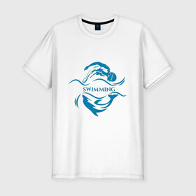 Мужская футболка премиум с принтом Плавание в Новосибирске, 92% хлопок, 8% лайкра | приталенный силуэт, круглый вырез ворота, длина до линии бедра, короткий рукав | бассейн | вода | волна | дельфин | плавание | пловец