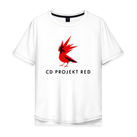 Мужская футболка хлопок Oversize с принтом CD RPOJECT RED в Новосибирске, 100% хлопок | свободный крой, круглый ворот, “спинка” длиннее передней части | Тематика изображения на принте: 2019 | cd project red | cyberpunk 2077 | future | hack | night city | samurai | sci fi | андроиды | безумие | будущее | киберпанк 2077 | логотип | роботы | самураи | фантастика | цифры