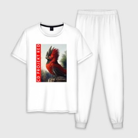 Мужская пижама хлопок с принтом CD RPOJECT RED в Новосибирске, 100% хлопок | брюки и футболка прямого кроя, без карманов, на брюках мягкая резинка на поясе и по низу штанин
 | Тематика изображения на принте: 