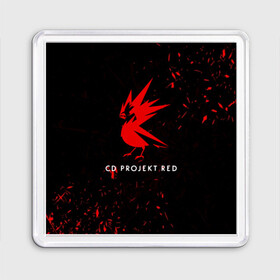 Магнит 55*55 с принтом CD RPOJECT RED в Новосибирске, Пластик | Размер: 65*65 мм; Размер печати: 55*55 мм | 2019 | cd project red | cyberpunk 2077 | future | hack | night city | samurai | sci fi | андроиды | безумие | будущее | киберпанк 2077 | логотип | роботы | самураи | фантастика | цифры
