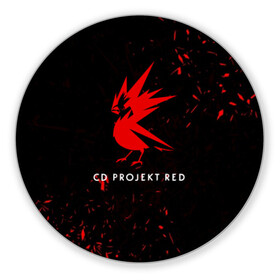 Коврик для мышки круглый с принтом CD RPOJECT RED в Новосибирске, резина и полиэстер | круглая форма, изображение наносится на всю лицевую часть | Тематика изображения на принте: 2019 | cd project red | cyberpunk 2077 | future | hack | night city | samurai | sci fi | андроиды | безумие | будущее | киберпанк 2077 | логотип | роботы | самураи | фантастика | цифры