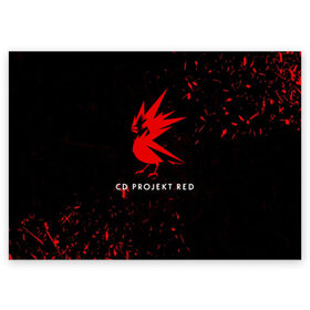 Поздравительная открытка с принтом CD RPOJECT RED в Новосибирске, 100% бумага | плотность бумаги 280 г/м2, матовая, на обратной стороне линовка и место для марки
 | 2019 | cd project red | cyberpunk 2077 | future | hack | night city | samurai | sci fi | андроиды | безумие | будущее | киберпанк 2077 | логотип | роботы | самураи | фантастика | цифры