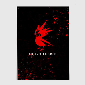 Постер с принтом CD RPOJECT RED в Новосибирске, 100% бумага
 | бумага, плотность 150 мг. Матовая, но за счет высокого коэффициента гладкости имеет небольшой блеск и дает на свету блики, но в отличии от глянцевой бумаги не покрыта лаком | 2019 | cd project red | cyberpunk 2077 | future | hack | night city | samurai | sci fi | андроиды | безумие | будущее | киберпанк 2077 | логотип | роботы | самураи | фантастика | цифры