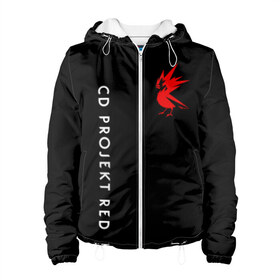 Женская куртка 3D с принтом CD RPOJECT RED в Новосибирске, ткань верха — 100% полиэстер, подклад — флис | прямой крой, подол и капюшон оформлены резинкой с фиксаторами, два кармана без застежек по бокам, один большой потайной карман на груди. Карман на груди застегивается на липучку | 2019 | cd project red | cyberpunk 2077 | future | hack | night city | samurai | sci fi | андроиды | безумие | будущее | киберпанк 2077 | логотип | роботы | самураи | фантастика | цифры