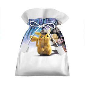 Подарочный 3D мешок с принтом Detective Pikachu (НА СПИНЕ) в Новосибирске, 100% полиэстер | Размер: 29*39 см | detective pikachu | pikachu | pokemon | детектив пикачу | пика | покемон