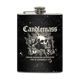 Фляга с принтом Candlemass в Новосибирске, металлический корпус | емкость 0,22 л, размер 125 х 94 мм. Виниловая наклейка запечатывается полностью | Тематика изображения на принте: doom | metal | группы | дум | дум метал | метал | музыка | рок