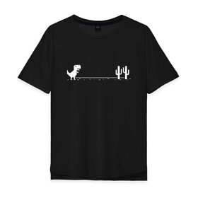 Мужская футболка хлопок Oversize с принтом Динохром, динозавр в Новосибирске, 100% хлопок | свободный крой, круглый ворот, “спинка” длиннее передней части | Тематика изображения на принте: chrome | dino | dinochrome | google | гугл | динозавр | динохром