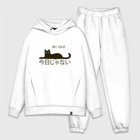 Мужской костюм хлопок OVERSIZE с принтом Not today cat Не сегодня в Новосибирске,  |  | anime | bts | cat | cute | cute cats | idol | japan | japanese | k pop | kawaii | kpop | lettering | letters | memes. animal | nekojima | not today | tokyo | tokyo girl | бтс | кот | кпоп | лень