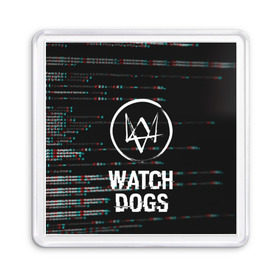 Магнит 55*55 с принтом WATCH DOGS в Новосибирске, Пластик | Размер: 65*65 мм; Размер печати: 55*55 мм | action | ct os | ded sec | fox | game | gamer | glitch | hacker | player | watch dogs | watch dogs 2 | глитч | знак лиса | игра | компьютерная игра | маркус | хакер