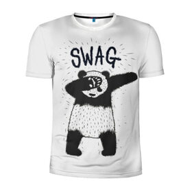 Мужская футболка 3D спортивная с принтом Swag Panda в Новосибирске, 100% полиэстер с улучшенными характеристиками | приталенный силуэт, круглая горловина, широкие плечи, сужается к линии бедра | Тематика изображения на принте: animal | art | authority | bear | dab | drawing | gesture | graphics | indisputable | panda | swag | wild | авторитет | графика | даб | дикий | жест | животное | искусство | медведь | непререкаемый | панда | рисунок | свэг