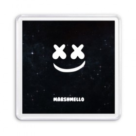 Магнит 55*55 с принтом Marshmello Cosmos в Новосибирске, Пластик | Размер: 65*65 мм; Размер печати: 55*55 мм | dj | marshmello | usa | америка | клубная музыка | мармело | маршмелло | маршмеллоу | музыка | музыкант