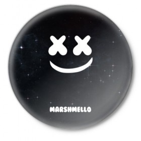 Значок с принтом Marshmello Cosmos в Новосибирске,  металл | круглая форма, металлическая застежка в виде булавки | dj | marshmello | usa | америка | клубная музыка | мармело | маршмелло | маршмеллоу | музыка | музыкант