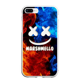 Чехол для iPhone 7Plus/8 Plus матовый с принтом Marshmello Fire в Новосибирске, Силикон | Область печати: задняя сторона чехла, без боковых панелей | dj | fire | marshmello | usa | америка | вода | клубная музыка | мармело | маршмелло | маршмеллоу | музыка | музыкант | огонь