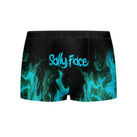 Мужские трусы 3D с принтом SALLY FACE FIRE в Новосибирске, 50% хлопок, 50% полиэстер | классическая посадка, на поясе мягкая тканевая резинка | face | fire | game | horror | larry | sally | sally face | sanity s fall | игра | ларри | мальчик с протезом | огонь | салли | салли фейс | ужасы