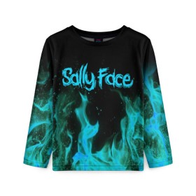 Детский лонгслив 3D с принтом SALLY FACE FIRE в Новосибирске, 100% полиэстер | длинные рукава, круглый вырез горловины, полуприлегающий силуэт
 | face | fire | game | horror | larry | sally | sally face | sanity s fall | игра | ларри | мальчик с протезом | огонь | салли | салли фейс | ужасы