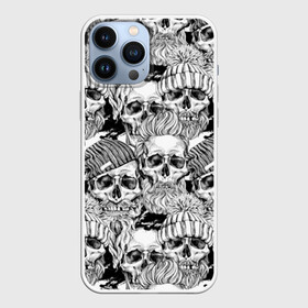 Чехол для iPhone 13 Pro Max с принтом Human skulls в Новосибирске,  |  | beard | death | fashionable | hairstyle | hat | hipster | human | knitted | men | mustache | skull | street | style | symbol | борода | вязаная | модная | мужчины | прическа | символ | стиль | уличный | усы | хипстер | человеческие | черепа | шап