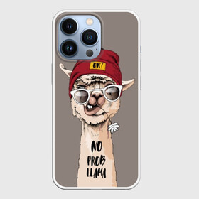 Чехол для iPhone 13 Pro с принтом llama в Новосибирске,  |  | animal | dude | flower | grimace | hat | head | hello | inscription | llama | long | neck | street | style | голова | гримаса | длинная | животное | лама | надпись | очки | привет | стиль | уличный | цветок | чувак | шапка | шея