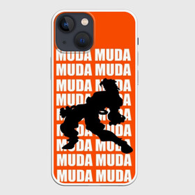 Чехол для iPhone 13 mini с принтом MUDA MUDA в Новосибирске,  |  | anime | aureo | jojo | jojos | jojos bizarre adventure | vento | боевик | джоджо | иероглиф | манга | приключения | стиль | ужасы | фэнтези | япония