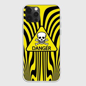 Чехол для iPhone 12 Pro Max с принтом Danger в Новосибирске, Силикон |  | danger | skull | triangle | wave | yellow | волна | желтый | опасность | треугольник | череп