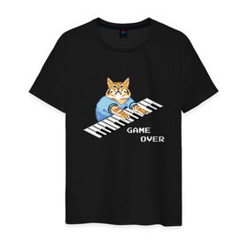 Мужская футболка хлопок с принтом IT CROWD 8 bit cat в Новосибирске, 100% хлопок | прямой крой, круглый вырез горловины, длина до линии бедер, слегка спущенное плечо. | 8 bit cat | 8 бит кот | cat | game | game over | it crowd | old gamer | компьютерщики | котики | котэ | майка роя