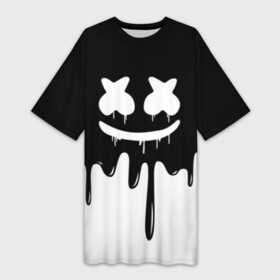 Платье-футболка 3D с принтом MARSHMELLO в Новосибирске,  |  | black  white | colors | dj | marshmello | paints | usa | америка | клубная музыка | краски | маршмелло | музыка | музыкант