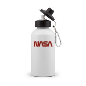 Бутылка спортивная с принтом NASA в Новосибирске, металл | емкость — 500 мл, в комплекте две пластиковые крышки и карабин для крепления | 