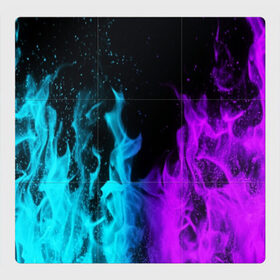 Магнитный плакат 3Х3 с принтом ПЛАМЯ в Новосибирске, Полимерный материал с магнитным слоем | 9 деталей размером 9*9 см | blue | bright | fire | heat | light | neon | purple | red | wildfire | искры | неон | огненный | огонь | пламя | пожар