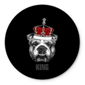 Коврик для мышки круглый с принтом Английский бульдог с короной в Новосибирске, резина и полиэстер | круглая форма, изображение наносится на всю лицевую часть | animals | authority | breed | bulldog | cool | crown | dog | english | fighting | head | illustration | inscription | king | muzzle | supreme | swag | авторитет | английский | бойцовый | бульдог | верховный | голова | животные | иллюстрация | король | кор