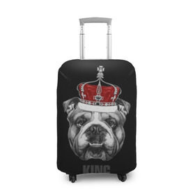 Чехол для чемодана 3D с принтом Английский бульдог с короной в Новосибирске, 86% полиэфир, 14% спандекс | двустороннее нанесение принта, прорези для ручек и колес | animals | authority | breed | bulldog | cool | crown | dog | english | fighting | head | illustration | inscription | king | muzzle | supreme | swag | авторитет | английский | бойцовый | бульдог | верховный | голова | животные | иллюстрация | король | кор