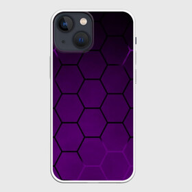 Чехол для iPhone 13 mini с принтом Неоновая броня в Новосибирске,  |  | abstraction | geometry | hexagon | techno | абстракция | броня | геометрия | краски | неон | неоновый | сетка | соты | стальная броня | текстура | шестигранники