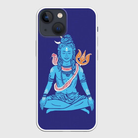 Чехол для iPhone 13 mini с принтом Шива в Новосибирске,  |  | blue | cobra | destroyer | destruction | gods | great | hinduism | india | meditation | om | peace | power | religion | shiva | trident | yoga | боги | великий | власть | знание | индия | индуизм | йога | кайлас | кобра | медитация | ом | разрушение | раз