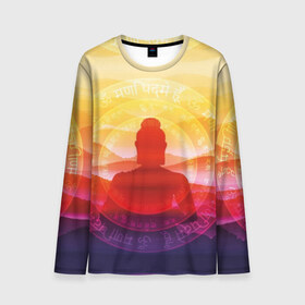 Мужской лонгслив 3D с принтом Будда в Новосибирске, 100% полиэстер | длинные рукава, круглый вырез горловины, полуприлегающий силуэт | Тематика изображения на принте: buddha | calm | color | enlightenment | india | meditatio | mountains | nature | purple | red | religion | symbol | yellow | yoga | будда | горы | духовность | желтый | индия | йога | красный | медитация | природа | просветление | расслабление | религия |