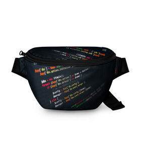 Поясная сумка 3D с принтом ПРОГРАММИСТ в Новосибирске, 100% полиэстер | плотная ткань, ремень с регулируемой длиной, внутри несколько карманов для мелочей, основное отделение и карман с обратной стороны сумки застегиваются на молнию | anonymus | cod | hack | hacker | it | program | texture | айти | аноним | анонимус | взлом | код | кодинг | программа | программист | текстура | хак | хакер