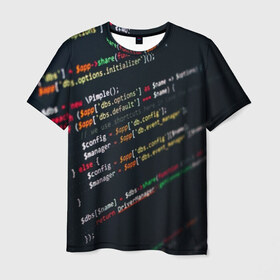 Мужская футболка 3D с принтом ПРОГРАММИСТ в Новосибирске, 100% полиэфир | прямой крой, круглый вырез горловины, длина до линии бедер | Тематика изображения на принте: anonymus | cod | hack | hacker | it | program | texture | айти | аноним | анонимус | взлом | код | кодинг | программа | программист | текстура | хак | хакер