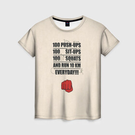 Женская футболка 3D с принтом One-Punch Man в Новосибирске, 100% полиэфир ( синтетическое хлопкоподобное полотно) | прямой крой, круглый вырез горловины, длина до линии бедер | one | one punch man | бесправный ездок | бласт | бэнг | ванпанчмен | генос | демон киборг | лысый плащ | ниндзя | сайтама | сверхзвуковой соник | серебряный клык | тацумаки | человек один удар